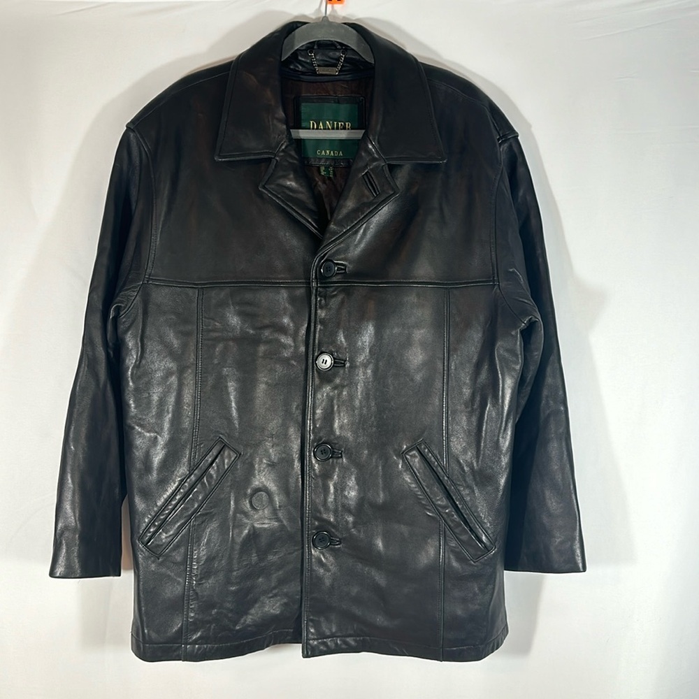 Vintage Danier Black Leather Button Down Jacket